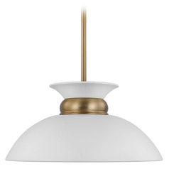 Perkins Small Pendant in Matte White & Brass by Nuvo Lighting