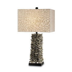 Table Lamp with Beige / Cream Shade in Natural/satin Black Finish