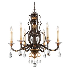 Chateau Nobles Raven Bronze with Sunburst Gold Crystal Chandelier by Metropolitan Lighting