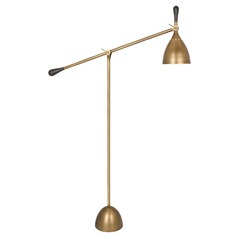 Ledger Warm Brass with Dark Walnut Swing Arm Lamp by Robert Abbey