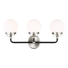 Cafe 3-Light Brushed Nickel & Midnight Black Bath Light by Visual Comfort Studio