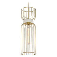 Minka Lavery Park Slope Nouveau Gold Mini-Pendant Light with Cylindrical Shade