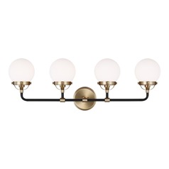 Cafe 4-Light Satin Brass & Midnight Black Bath Light by Visual Comfort Studio