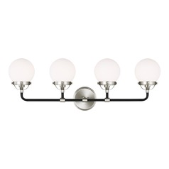 Cafe 4-Light Brushed Nickel & Midnight Black Bath Light by Visual Comfort Studio