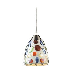 Modern Mini-Pendant Light with Multi-Color Glass