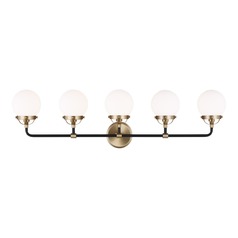 Cafe 5-Light Satin Brass & Midnight Black Bath Light by Visual Comfort Studio