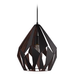Carlton 1 Black & Copper Pendant by Eglo Lighting
