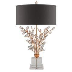 Currey and Company Forget-Me-Not Chinois Gold Leaf/clear Table Lamp with Drum Shade