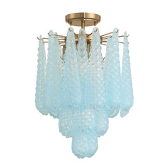 Ollie 4-Light Semi-Flush in Aged Brass & Blue by Crystorama Lighting