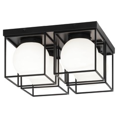 Squircle Black Semi-Flush Mount by Matteo Lighting