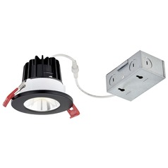 2'' LED Canless 8W Black/Chrome Recessed Downlight 2700K 38Deg IC Rated By Recesso