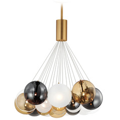 Et2 Burst Gold LED Multi-Light Pendant with Globe Shade
