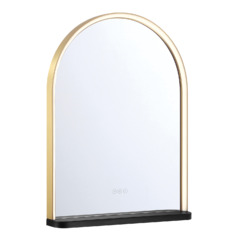Serin 32-Inch LED Mirror with Shelf in Gold & Black by Eurofase
