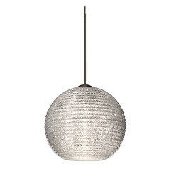 Besa Lighting Kristall Ribbed Glass Bronze LED Mini-Pendant Light