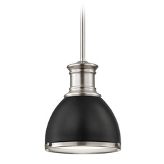 Industrial Mini-Pendant Black and Satin Nickel 7.38-Inch Wide