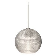 Besa Lighting Kristall Ribbed Glass Satin Nickel Mini-Pendant Light