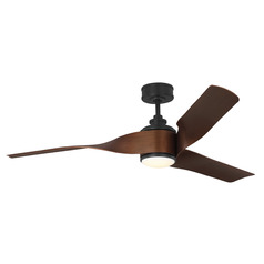 Touro 60-Inch LED Smart Fan in Midnight Black & Dark Walnut by VC Fan
