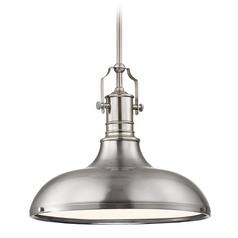 Industrial Satin Nickel Pendant Light 15.63-Inch Wide