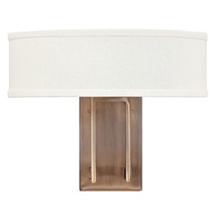 Modern Sconce Wall Light with White Shade in Brushed Bronze by Hinkley Lighting