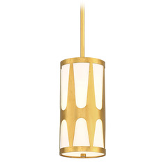 Crystorama Lighting Royston Antique Gold Mini-Pendant Light with Cylindrical Shade
