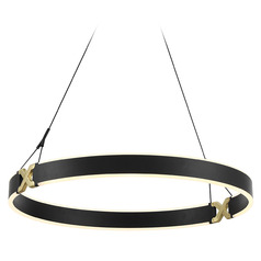 Recovery X 26-Inch LED Pendant in Coal & Satin Brass by George Kovacs