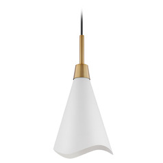 Tango Small Pendant in Burnished Brass & Matte White by Nuvo Lighting