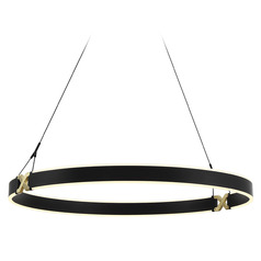 Recovery X 33-Inch LED Pendant in Coal & Satin Brass by George Kovacs