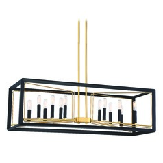 Sable Point Linear Pendant in Black & Gold by Metropolitan Lighting