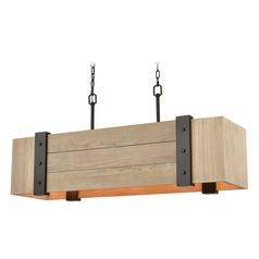 Elk Lighting Wooden Crate Oil Rubbed Bronze, Natural Wood Island Light with Rectangle Shade
