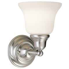 Transitional Sconce Satin Nickel with White Bell Glass
