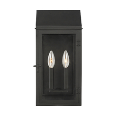 Chapman & Meyers Hingham 16-Inch Tall Textured Black Outdoor Wall Light by Visual Comfort Studio