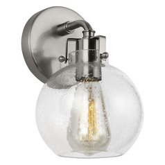 Clara Wall Sconce in Satin Nickel with Clear Seeded Glass by Visual Comfort Studio