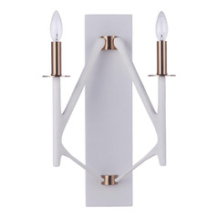 the Reserve Matte White & Satin Brass Sconce by Craftmade Lighting