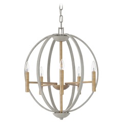 Euclid 6-Light Cement Gray & Heirloom Brass Chandelier by Hinkley Lighting