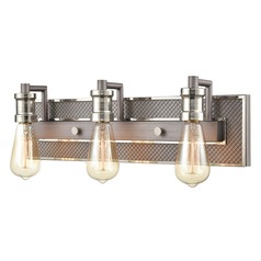 Elk Lighting Gridiron Weathered Zinc, Polished Nickel Bathroom Light