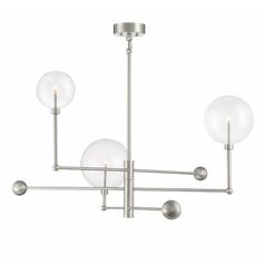 3-Light Modern Chandelier in Brushed Nickel by Meridian