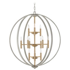 Euclid 12-Light Cement Gray & Heirloom Brass Pendant by Hinkley Lighting