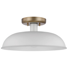 Colony Small Flush Mount in Burnished Brass & White by Nuvo Lighting