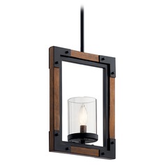 Marimount 10.50-Inch Black & Stained Wood Pendant by Kichler Lighting