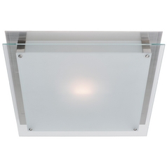 Brushed Steel Modern Flush Mount with White Glass by Access Lighting
