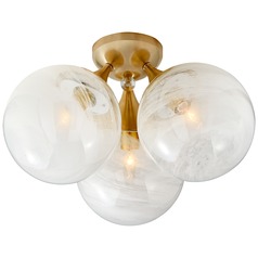 Aerin Cristol Triple Flush Mount in Antique Brass by Visual Comfort Signature