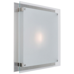 Modern Flush Mount with White Glass in Brushed Steel by Access Lighting