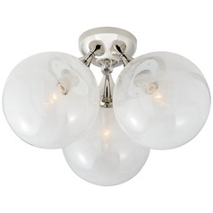 Aerin Cristol Triple Flush Mount in Polished Nickel by Visual Comfort Signature
