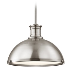 Industrial Pendant Light Satin Nickel13.38-Inch Wide