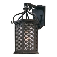 Los Olivos 15.25-Inch Seeded Glass Outdoor Wall Light in Old Iron by Troy Lighting