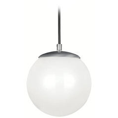 Visual Comfort Studio Collection Leo Satin Aluminum Mini-Pendant Light with Globe Shade