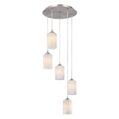 Contemporary Multi-Light Pendant Light with White Art Glass