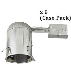 5-Inch Remodel E26 Recessed Can Light IC & Airtight Flat Ceiling Case Pack of 6