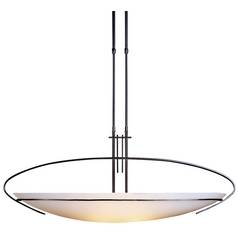 Modern Pendant Light with White Glass in Dark Smoke Finish