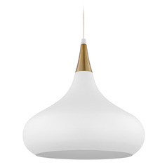 Phoenix Medium Pendant in White & Burnished Brass by Nuvo Lighting